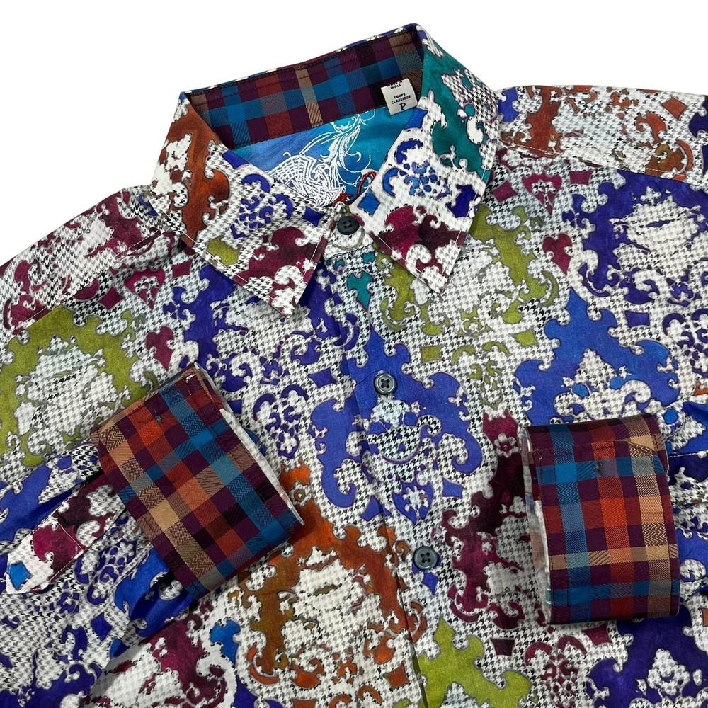 Robert Graham Classic Fit Button Up Shirt Mens S Paisley Houndstooth Flip Cuff